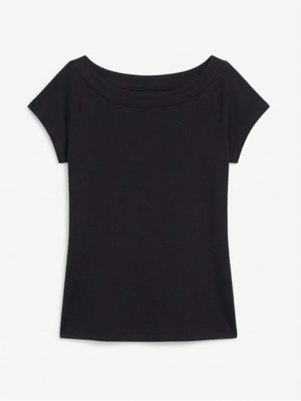 Westport Black Short Sleeve Boatneck Cap Sleeve Casual Basic Tee Top (Size M)